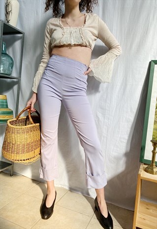VINTAGE Y2K 90S LILAC PASTEL SHORT CUT TROUSERS LYCRA PANTS