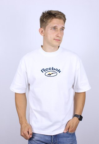 VINTAGE MENS REEBOK BIG LOGO T-SHIRT TOP
