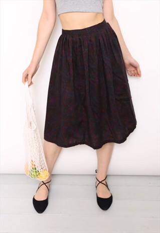 VINTAGE 90S PAISLEY PRINT WOOL MIDI SKIRT