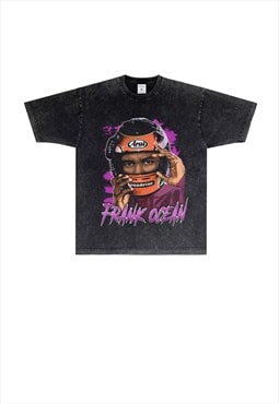 Black Washed Frank Ocean Graphic Cotton fans T shirt tee