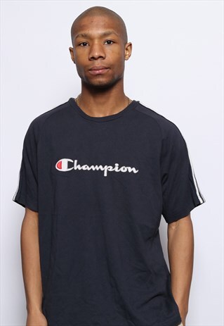 VINTAGE CHAMPION LOGO T-SHIRT BLACK