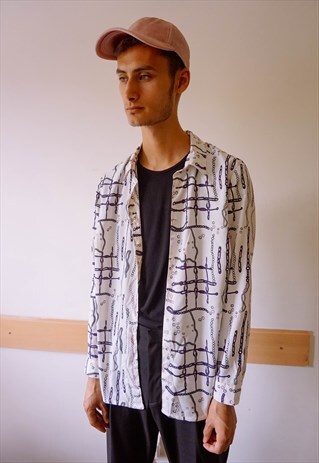 VINTAGE BAROQUE PATTERNED BLACK/WHITE SHIRT