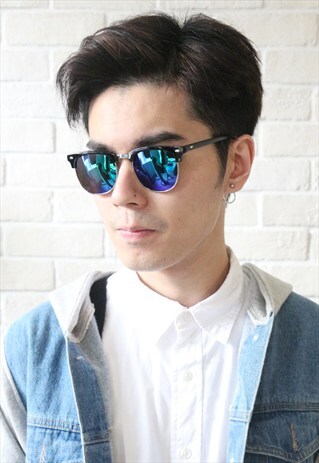 BLACK HALF FRAME SUNGLASSES