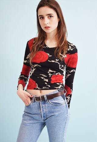 90'S RETRO FLORAL PRINT KITSCH PARTY TOP