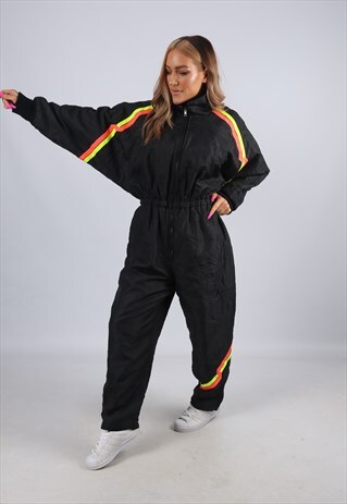 VINTAGE FULL SKI SUIT SNOW SPORTS NEON UK 12 - 14 (A4D)