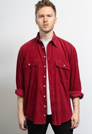 VINTAGE CORDUROY CORD SHIRT RED