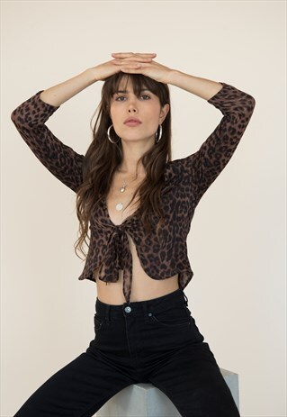 WREN LEOPARD TIE FRONT BLOUSE