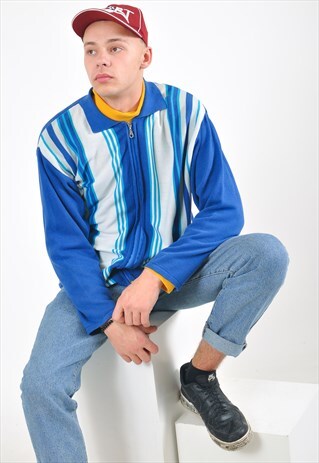 VINTAGE ZIP CARDIGAN IN BLUE