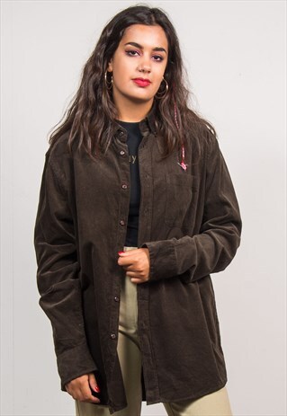 90'S VINTAGE DARK BROWN CORD SHIRT