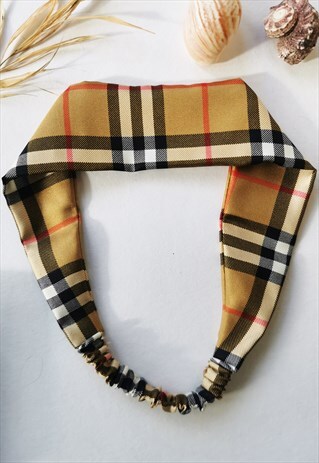 HANDMADE TARTAN PLAID BATH & SPA HAIR SECURE HEADBAND