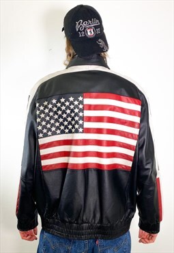 Vintage 90s leather USA hip hop bomber jacket 