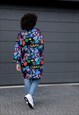 COLORFUL NEOPRENE OVERSIZED COAT WITH WIDE SLEEVES