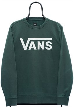 Retro Vans Spellout Green Sweatshirt Womens