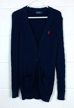 Vintage Polo Ralph Lauren Knitted Cardigan Blue Cable Knit