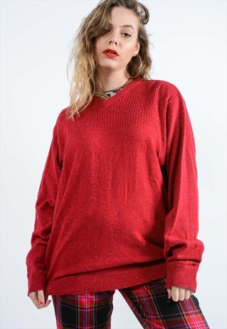VINTAGE CHAPS OVERSIZED KNITTED JUMPER IN RED