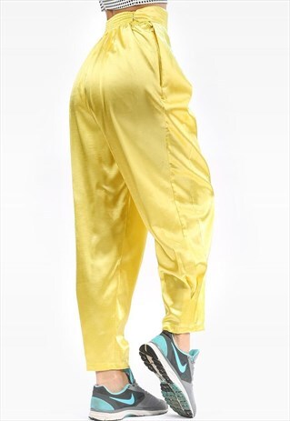 TAPERED PANTS HIGH WAIST SATIN TROUSERS