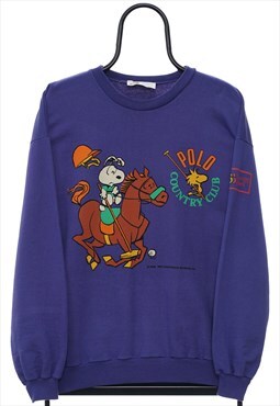 Vintage Snoopy Sports Peanuts Purple Polo Sweatshirt