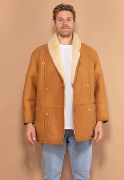 Vintage 70's Men Shearling Coat in Light Brown