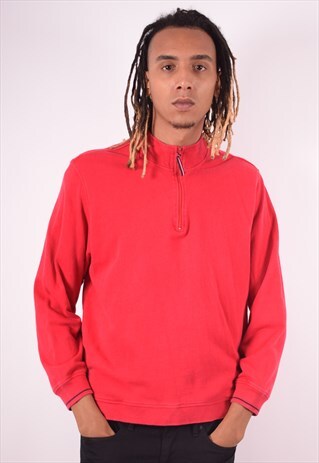 TOMMY HILFIGER MENS VINTAGE SWEATSHIRT JUMPER MEDIUM RED 90S