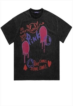 Graffiti t-shirt retro scribble tee grunge top in acid grey
