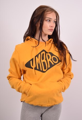 VINTAGE UMBRO HOODIE JUMPER YELLOW