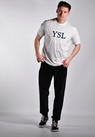 VINTAGE 1990S YVES SAINT LAURENT YSL SPELLOUT T-SHIRT