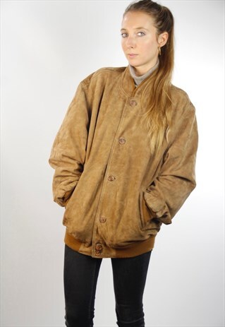 SUEDE BOMBER JACKET / BROWN SUEDE JACKET / SUEDE JACKET