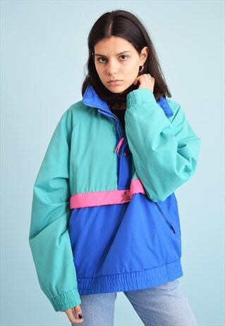 80'S RETRO ATHLEISURE PUFFER WINDBREAKER SHELL JACKET ANORAK