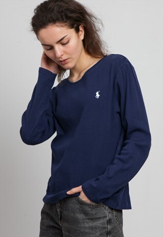 VINTAGE BLUE POLO RALPH LAUREN LONG SLEEVE TOP