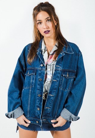 VINTAGE 80S ORIGINAL WRANGLER DENIM JACKET DARK WASH / 0211