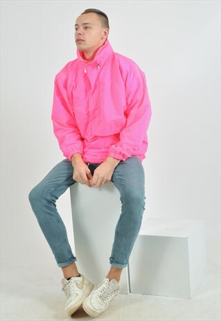 VINTAGE 90'S WINDBREAKER OVERHEAD JACKET IN PINK