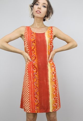 VINTAGE 90S SUMMER PATTERNED MINI SLIP DRESS