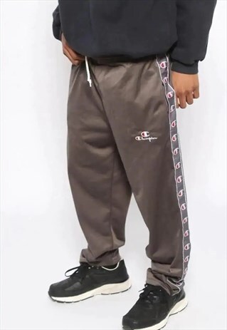 VINTAGE CHAMPION TAPE LOGO TRACK BOTTOMS BROWN