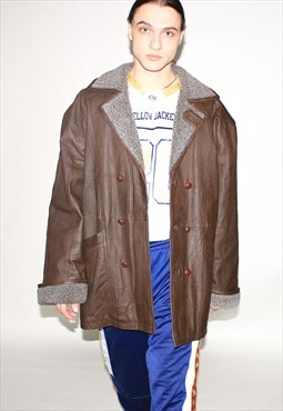 Vintage 90s Napa leather warm jacket in brown