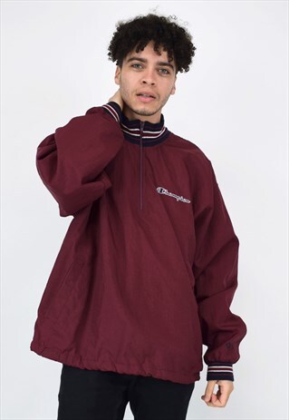 VINTAGE 90'S CHAMPION BURGUNDY 1/4 ZIP JACKET