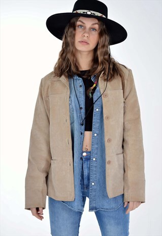 VINTAGE 90'S REAL SUEDE LEATHER BLAZER JACKET