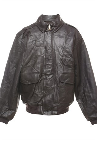 Vintage L.L. Bean Classic Dark Brown Leather Jacket - L