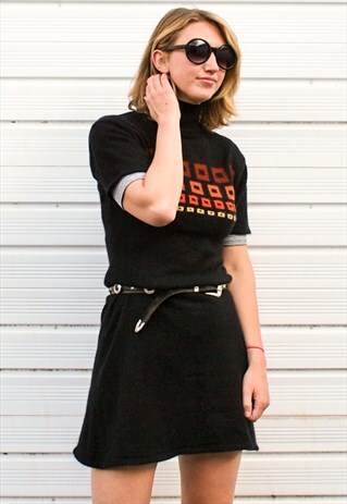 VINTAGE 90S ROLL NECK WOOL DRESS