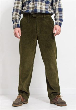 Vintage green corduroy pants men trousers size XL