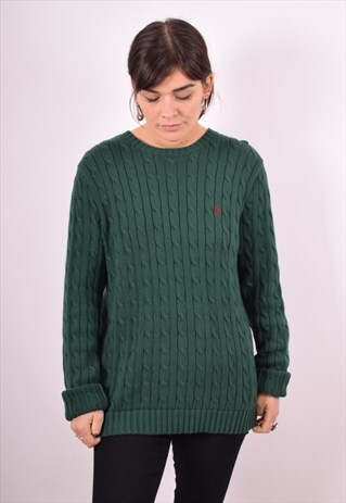 POLO RALPH LAUREN WOMENS VINTAGE JUMPER SWEATER LARGE GREEN