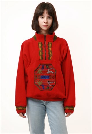 90S VINTAGE WALKING BY SILVY 1/4 ZIP FLEECE JUMPER 15561