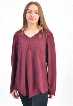 Vintage long sleeve V neck blouse in purple