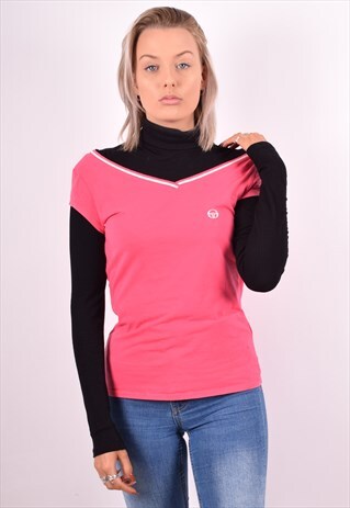 SERGIO TACCHINI WOMENS VINTAGE T-SHIRT TOP MEDIUM PINK 90S