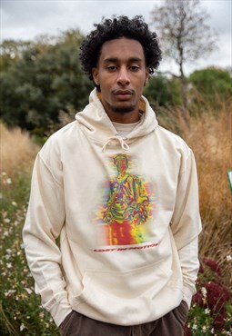 Hoodie in Neutral With Lost In Motion Infrared Print