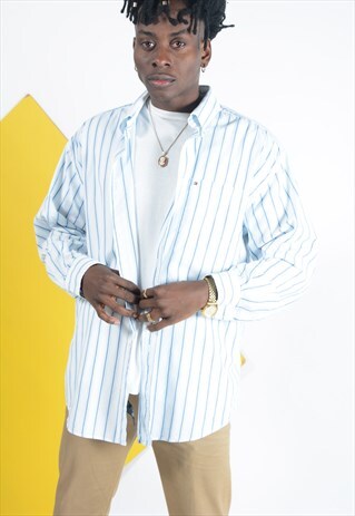 VINTAGE TOMMY HILFIGER STRIPED SHIRT IN WHITE