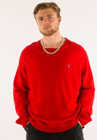 VINTAGE 90S RED POLO RALPH LAUREN CREWNECK SWEATSHIRT