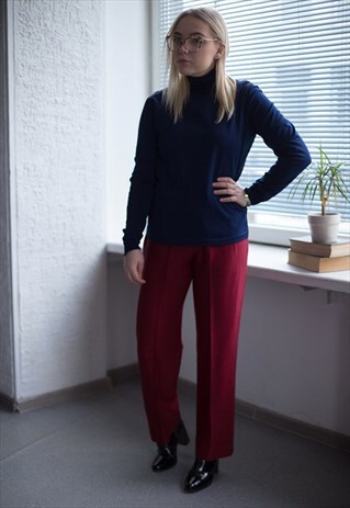 VINTAGE 90'S NAVY LONG SLEEVES TURTLE NECK TOP