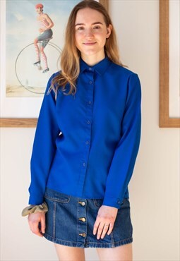 Bright blue classic long sleeve shirt