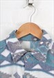 VINTAGE FLEECE SHIRT AZTEC PATTERN BLUE/GREY SMALL