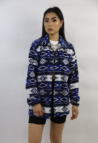 VINTAGE 90'S SOFT PATTERNED FLEECE JUMPER